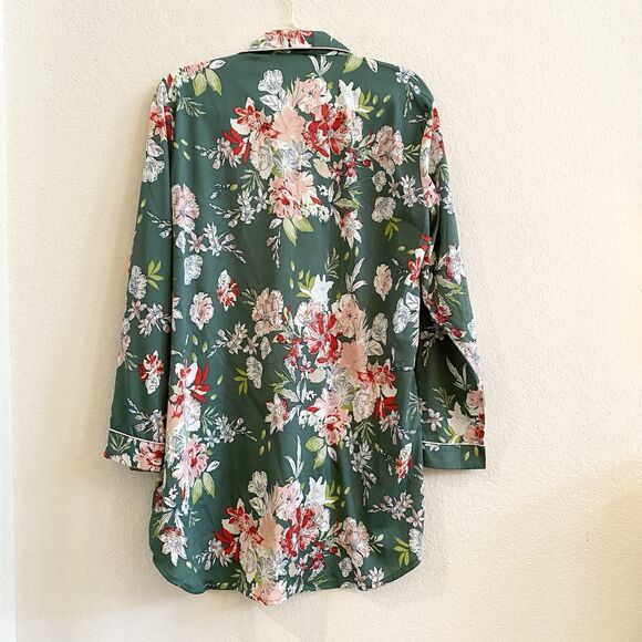 Cupcakes & Cashmere Women's Green Floral Button Down Pajama Night Shirt Sz L - Picture 12 of 12